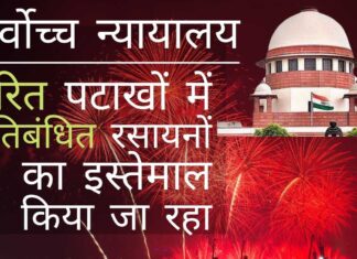 शीर्ष अदालत ने कह, उत्सव का मतलब तेज आवाज वाले पटाखों का इस्तेमाल नहीं है, यह फुलझड़ी या शोर न करने वाले पटाखों के साथ भी मनाया जा सकता है