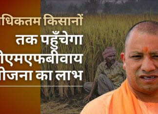 फसल बीमा योजना (पीएमएफबीवाई) के तहत अधिक से अधिक किसानों को लाएगी योगी सरकार फसल बीमा योजना का लाभ अधिकतम किसानों तक पहुँचाने का लक्ष्य