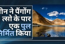 चीन ने पैंगोंग त्सो के पार एक पुल निर्मित किया