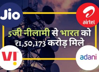 5जी नीलामी से भारत को 1,50,173 करोड़ रुपये मिले।