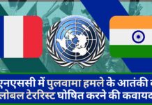 पुलवामा हमले के आतंकी को ग्लोबल टेररिस्ट घोषित करने के लिए भारत और फ्रांस यूएनएससी में आये एक साथ!