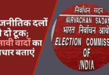 चुनाव आयोग की राजनीतिक दलों को दो टूक; चुनावी वादों का आधार बताएं