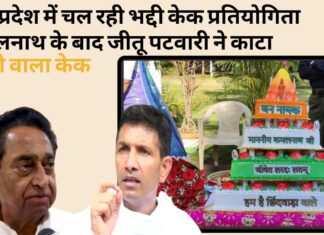 मध्यप्रदेश में कमलनाथ के बाद कांग्रेस के पूर्व मंत्री जीतू पटवारी ने काटा तिरंगे वाला केक