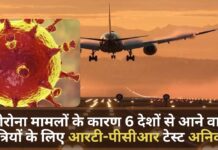 कोरोना मामलों के कारण 6 देशों के यात्रियों के लिए आरटी-पीसीआर टेस्ट अनिवार्य
